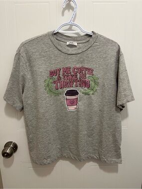 Graphic Tee - "Buy Me Coffee & Take Me Thrifting" Size XL
